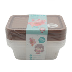 Plastic Food Storage Tray(4PCS/18*13.5*7CM) stacked with clear and brown lids for food preservation.