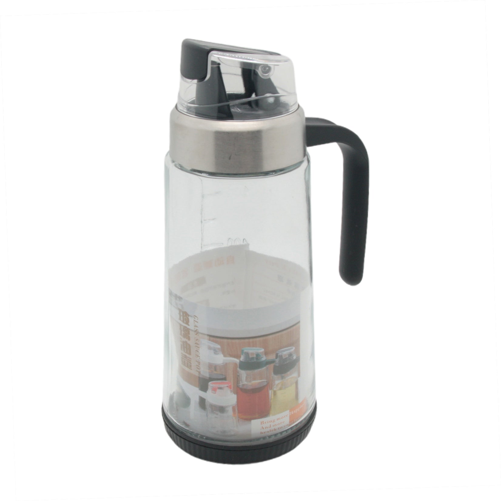 Glass Oil Bottle(630ML) with a sleek design and easy pour spout, ideal for kitchen use.