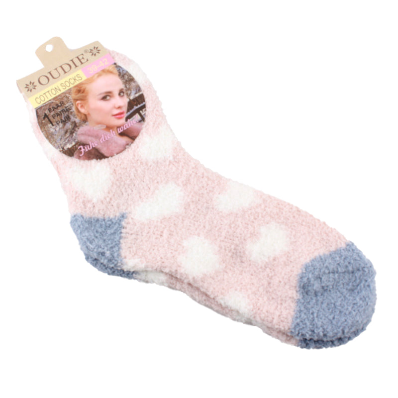 Cozy Bed Socks(127) with a soft polka dot design, perfect for keeping your feet warm.