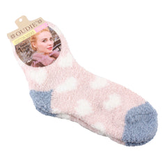 Cozy Bed Socks(127) with a soft polka dot design, perfect for keeping your feet warm.