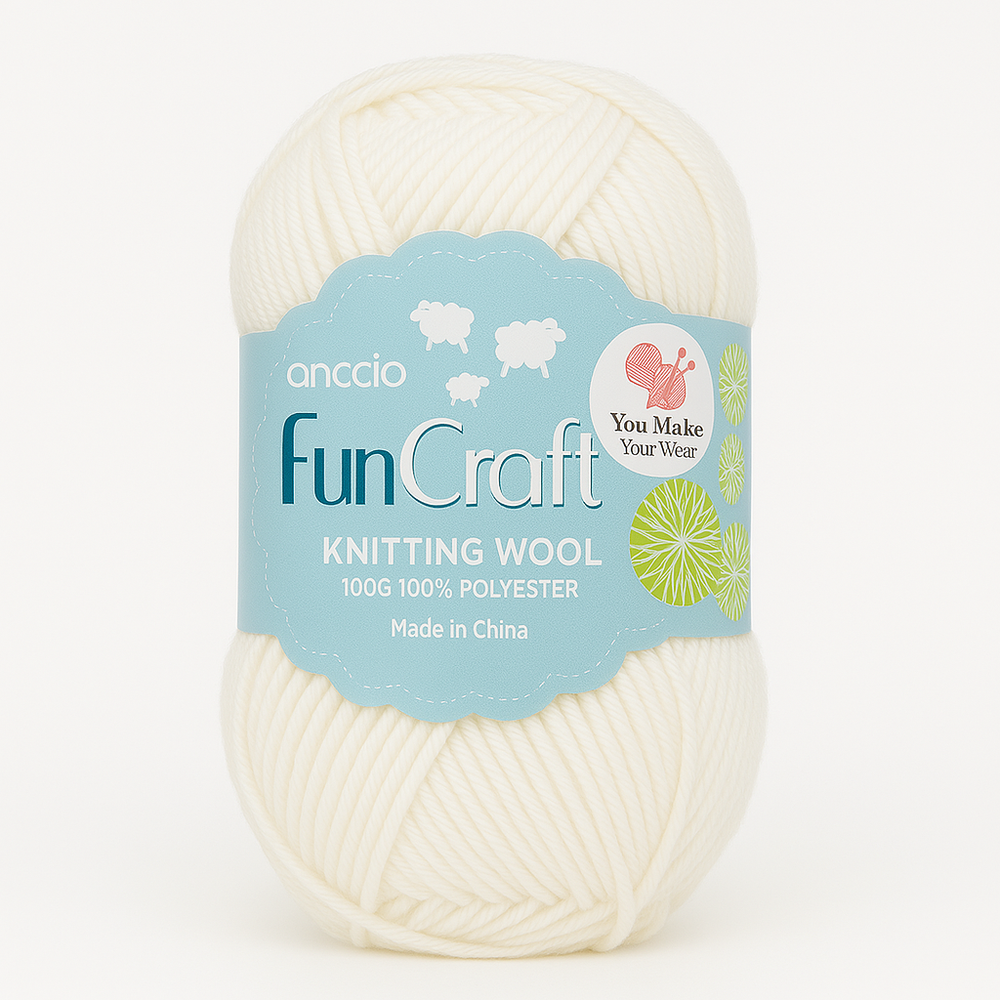 Soft Wool Yarn for Knitting & Crochet – 100g Ball(SQ765) white polyester yarn in a packaging.