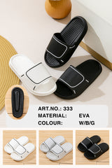 EVA Men's Casual Slippers in black and white, featuring a cushioned slip-on design and a non-slip sole for comfort.