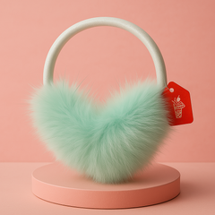 Winter Ear Muffs – Soft & Warm for Cold NZ Days featuring mint green faux fur on a stylish display.
