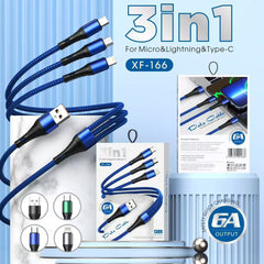 Phone Charging Cable 3 in 1 for iPhone, Micro USB, Type C (XF-166)