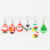 Christmas Flash Earrings – Festive Light-Up Holiday Jewelry featuring Santa, Snowman, Christmas Tree, and Gift Sock designs.