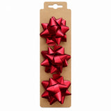 Red metallic star gift bows, 3 pieces, 6cm