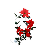 🎄 Christmas Flower Garland – Simple & Elegant featuring vibrant red blooms on green wire for holiday decor.