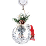 8CM X-mas Shiny Ball with sequins, pine greenery, and pine cones, perfect for festive holiday decorations.