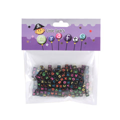 🔤 Alphabet Beads – Black Cube Letter Beads 6×6×6mm (Approx. 25g)