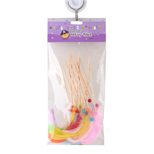 Feather Toothpick pack featuring colorful feathered picks for party decorations and appetizers.