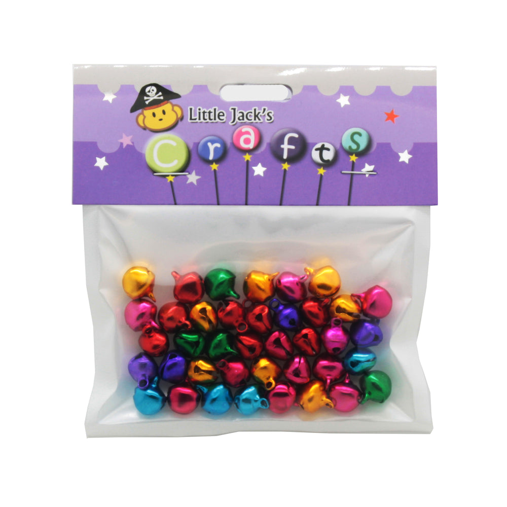 Assorted Craft Bells(Approx.40PCS/1.2CM) pack with colorful metallic bells for creative projects