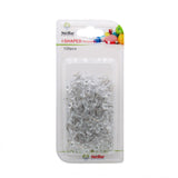 Long-Head Thumb Pins pack with 120 pieces of I-shaped push pins in a clear plastic holder.