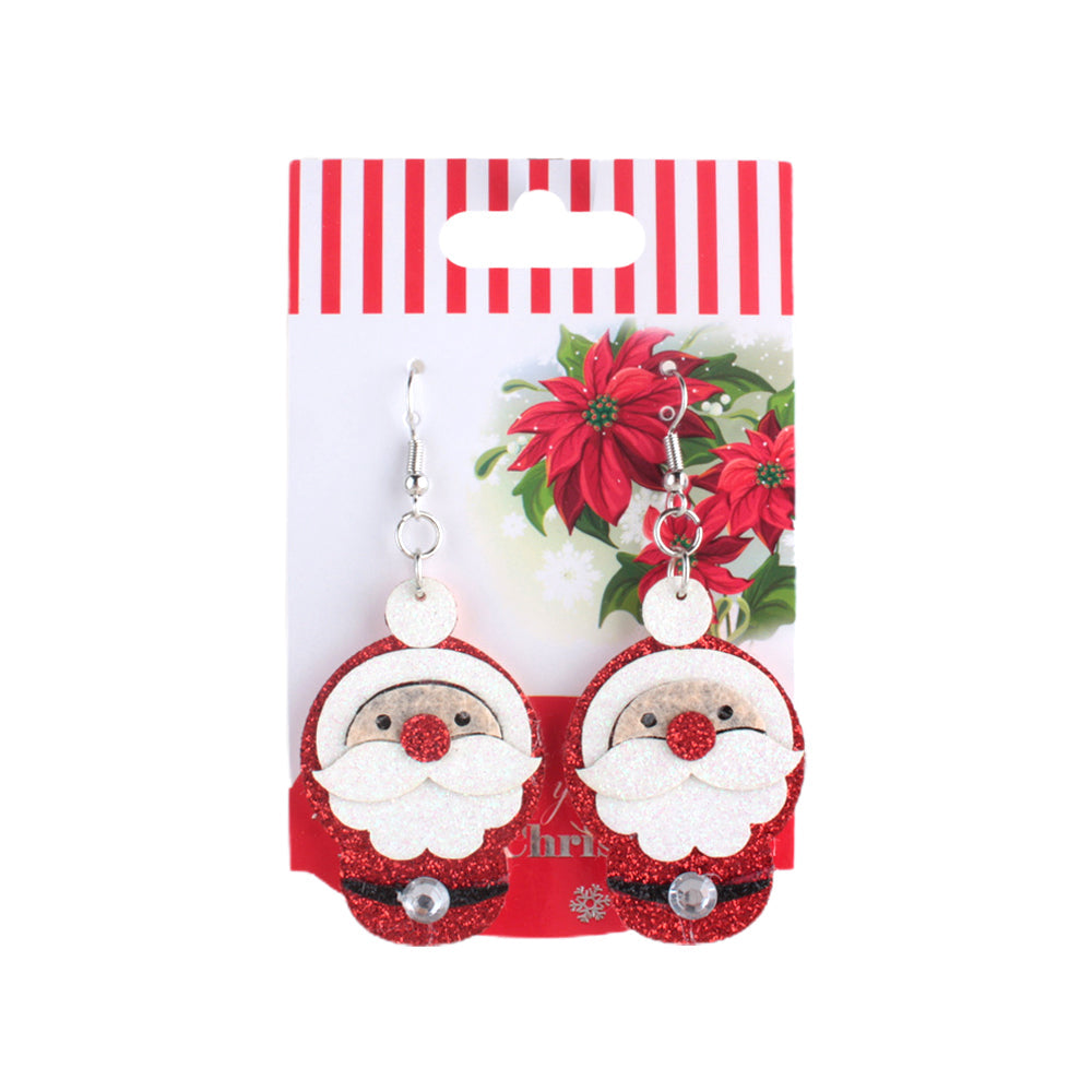 X-mas Earrings Santa featuring cute Santa design with red and white colors on festive card packaging.