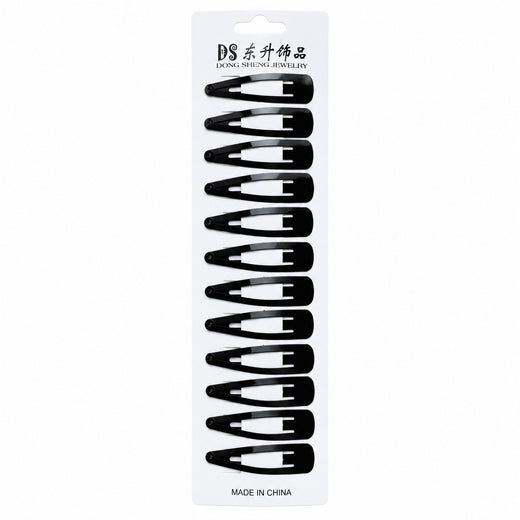 Black Snap Hair Clips – 12 Pack, 5cm