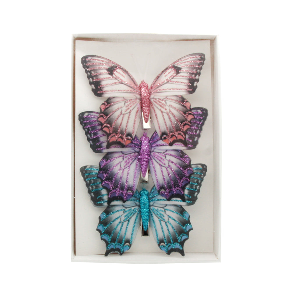 Artificial Butterfly 3PCS - intricate, colorful butterflies in a boxed set for craft projects.