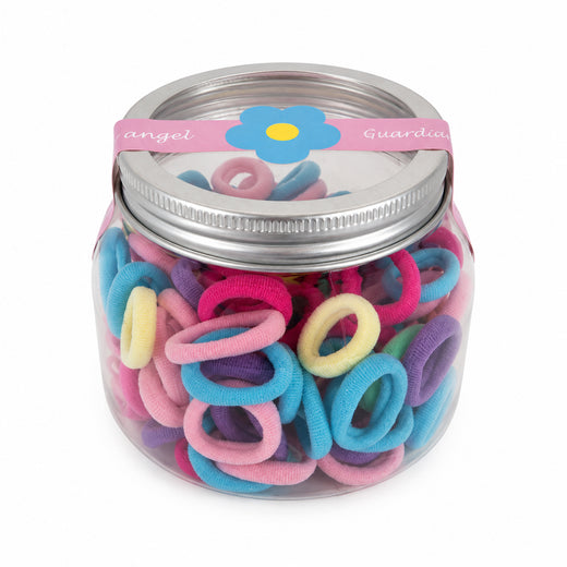 Small Colourful Hair Ties in Jar – 100 Pack