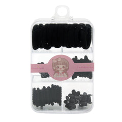 Black Hair Accessories Gift Set – Hairbands & Clips in Clear Organizer Box
