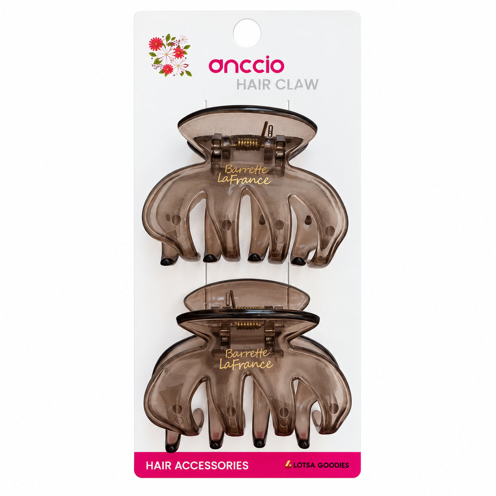 Smoke Brown wavy hair claw clips - 2 pack