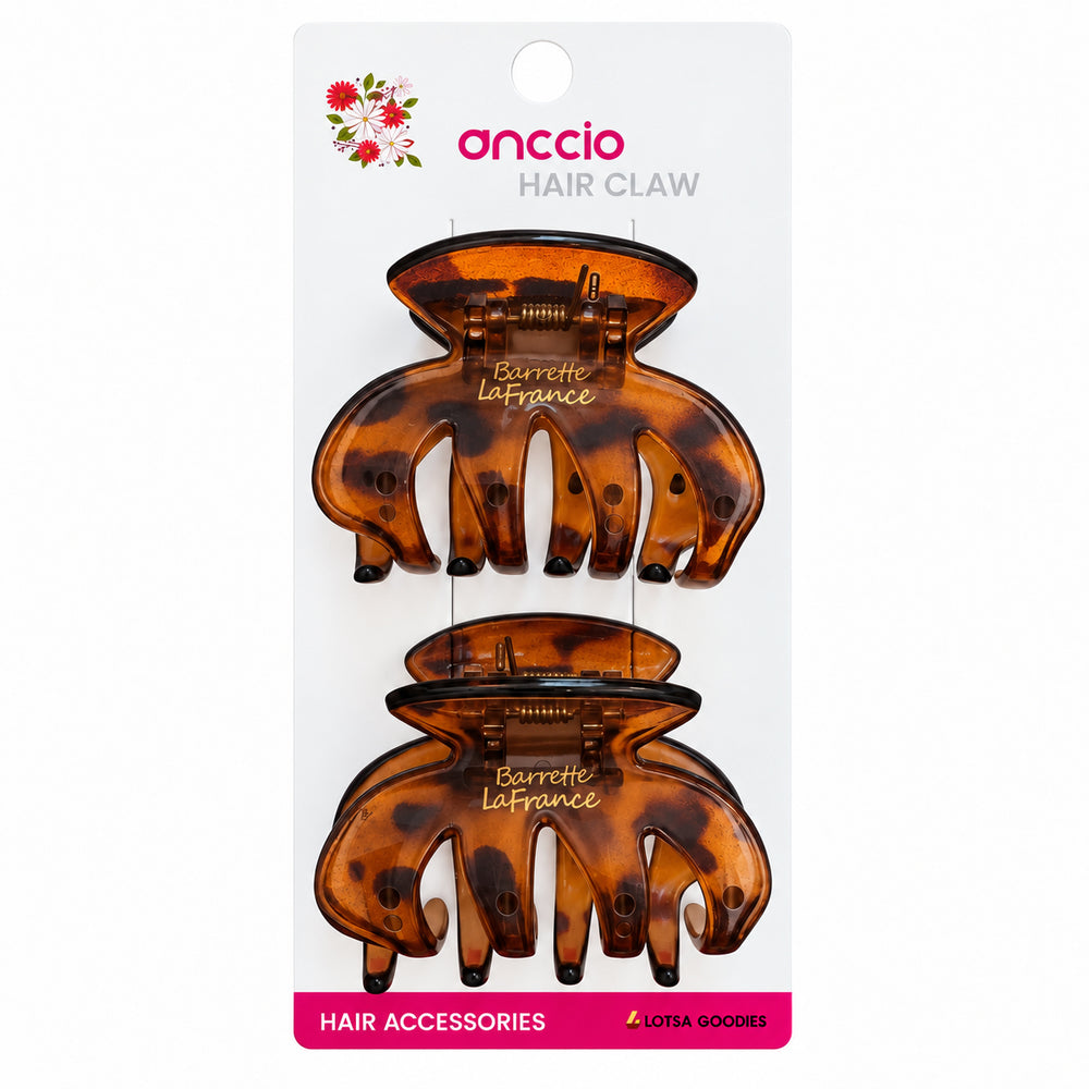 Tortoiseshell wavy hair claw clips - 2 pack