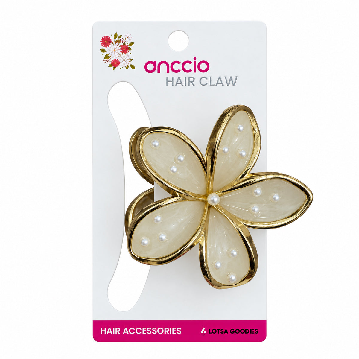 Pastel Pearl Flower Claw Hair Clip
