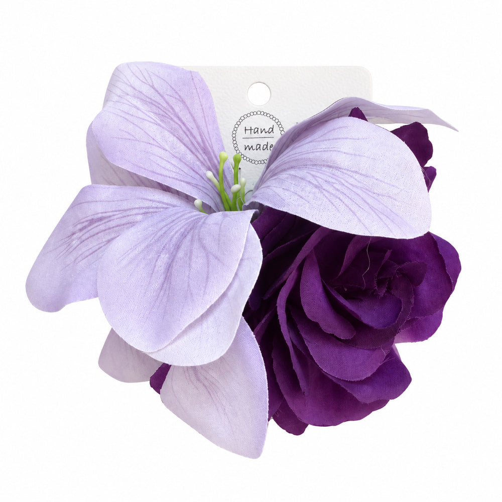 Purple Lily & Rose Floral Hair Clip