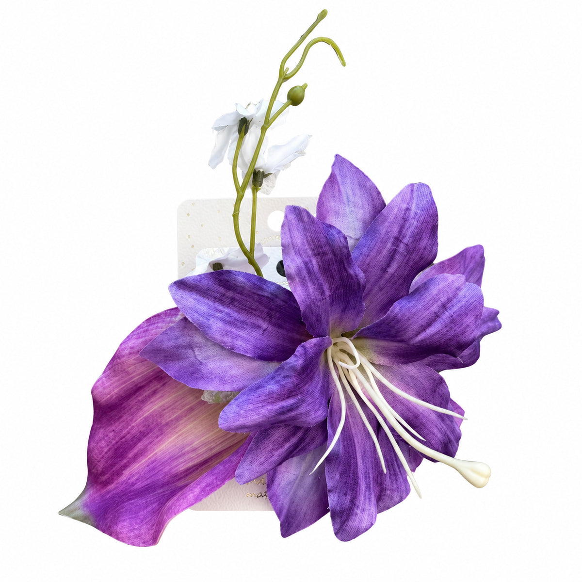 Purple Lily & Calla Lily Floral Hair Clip