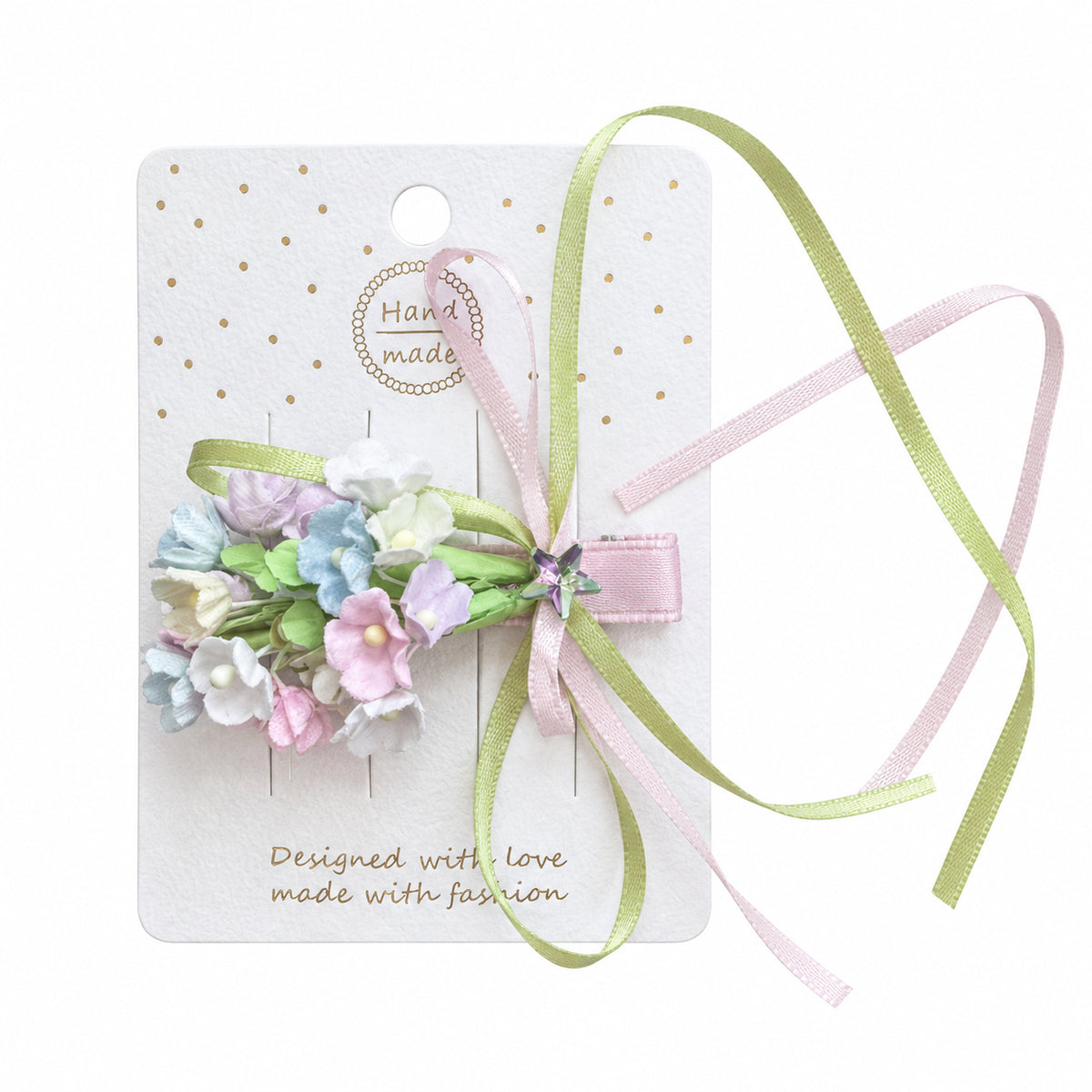 Pastel Mini Flower Bouquet Ribbon Hair Clip