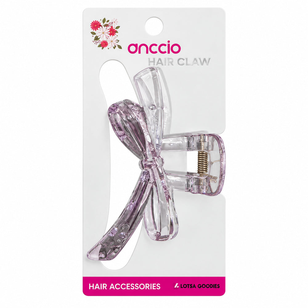 Clear Pastel Bow Hair Claw Clip – Lilac