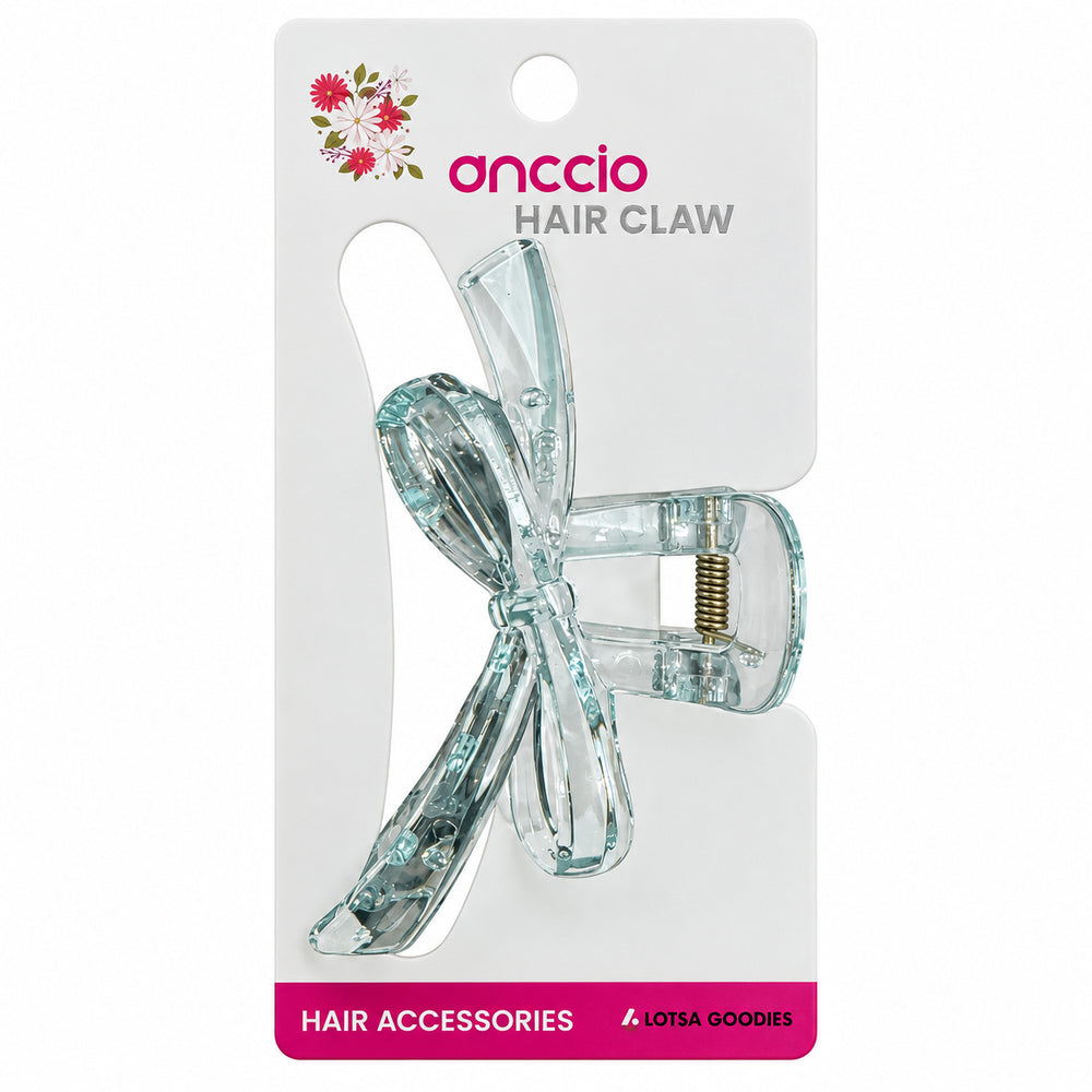 Clear Pastel Bow Hair Claw Clip – Pale Blue
