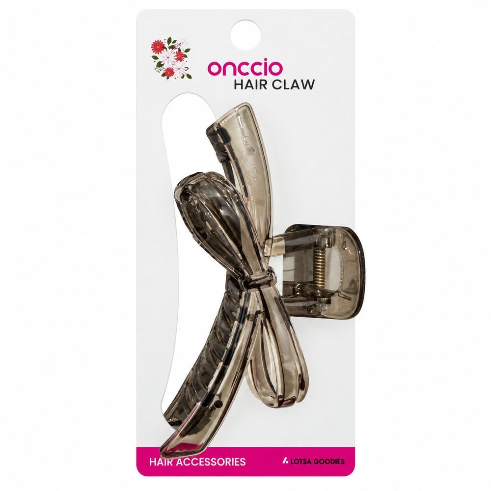 Large Bow Hair Claw Clip – Olive Brown