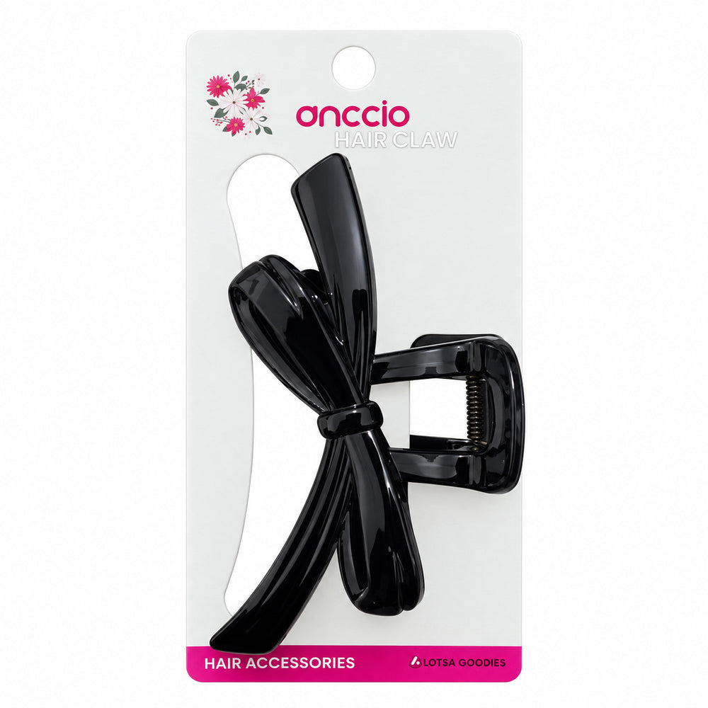 Large Bow Hair Claw Clip – Black