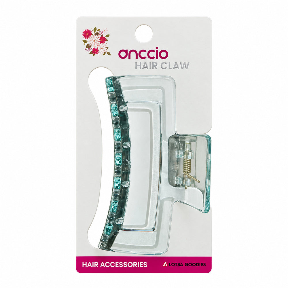 Pastel Rectangle Hair Claw Clip – Aqua