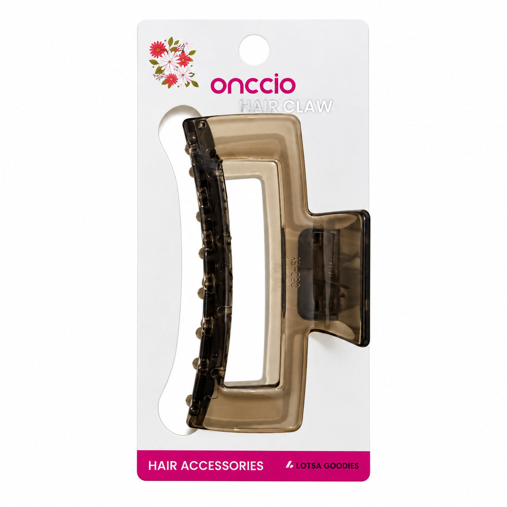 Neutral Rectangle Hair Claw Clip – Smoke Brown