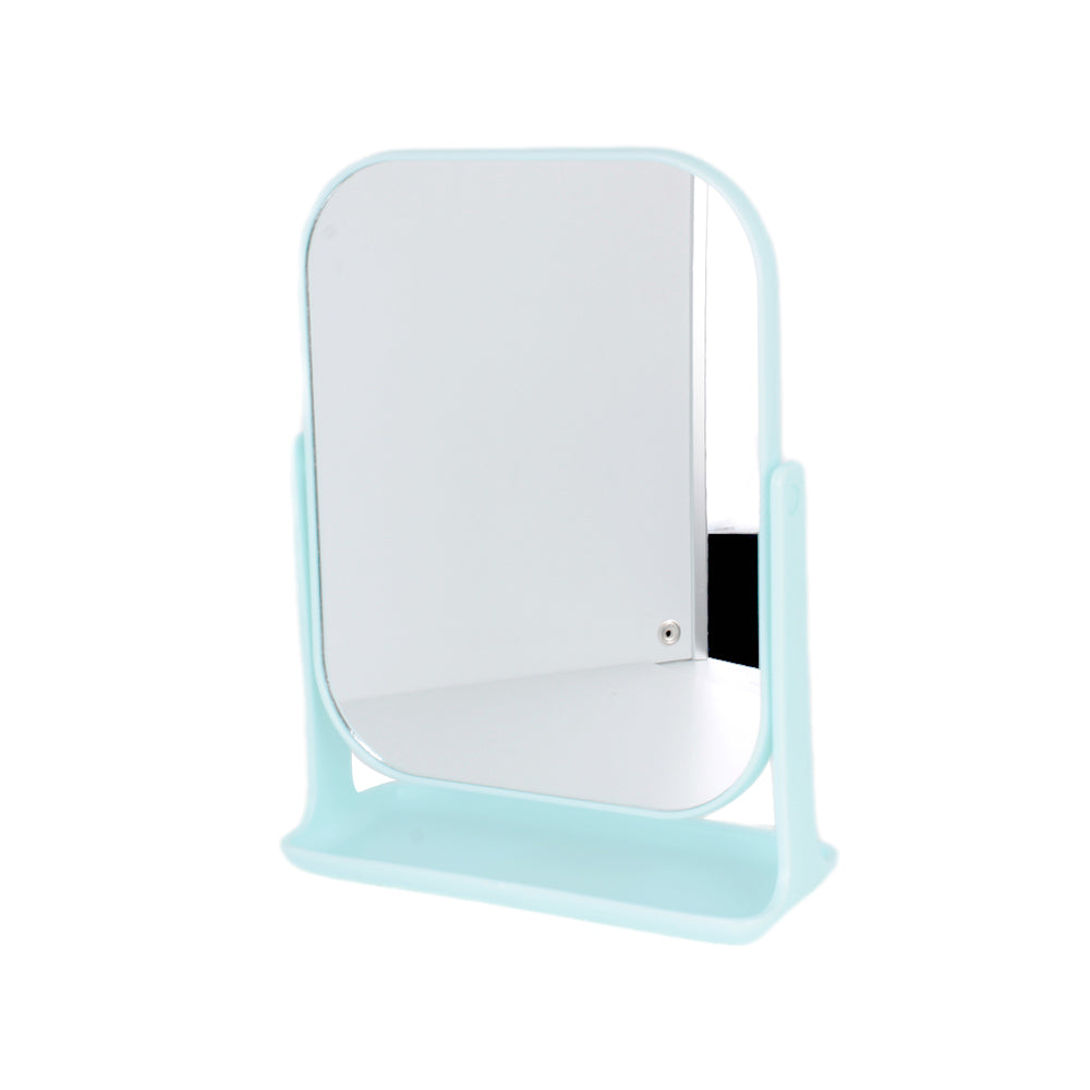 🪞 Makeup Mirror – With Storage Tray(130-5026) in soft pastel blue, ideal for makeup and daily use.