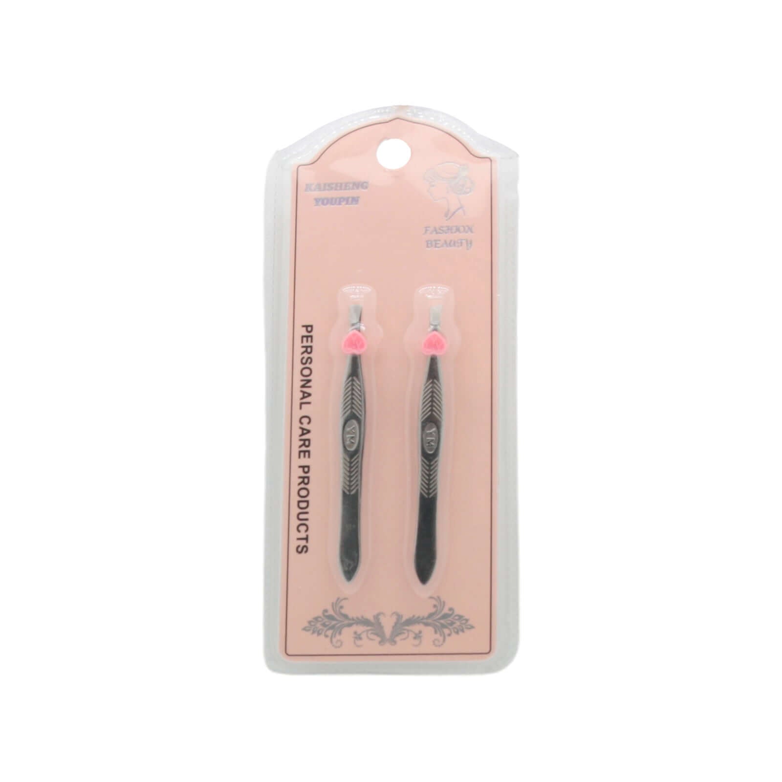Tweezers(2PCS) packaging featuring two stylish personal care tweezers for precision grooming.