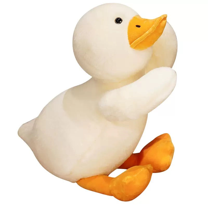 🦆 Lying Duck Plush Cushion – Soft Toy Pillow (3+) - Adorable white duck plush, perfect for kids and gifts.