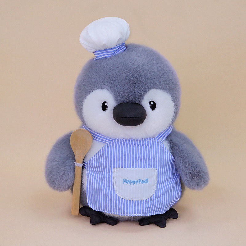 Artist Penguin Plush(30CM) dressed as a chef with a spoon, perfect for cuddling and play.