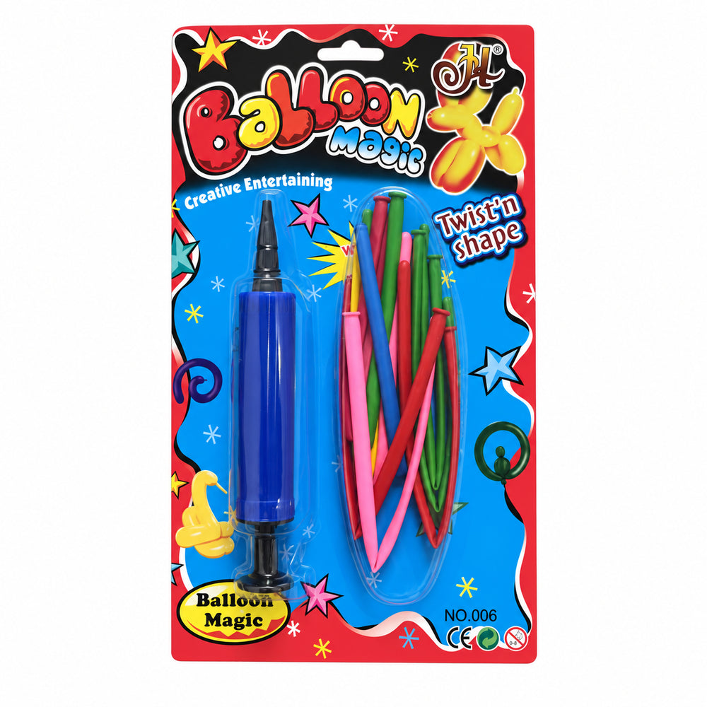 Balloon modelling set with blue pump and assorted twisting balloons