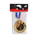 🏅 Metal Award Medal with Ribbon – Gold / Silver / Bronze in packaging with tricolor neck ribbon, perfect for celebrations.