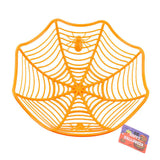 Halloween Candy Basket featuring an orange spider web design for Halloween treats.