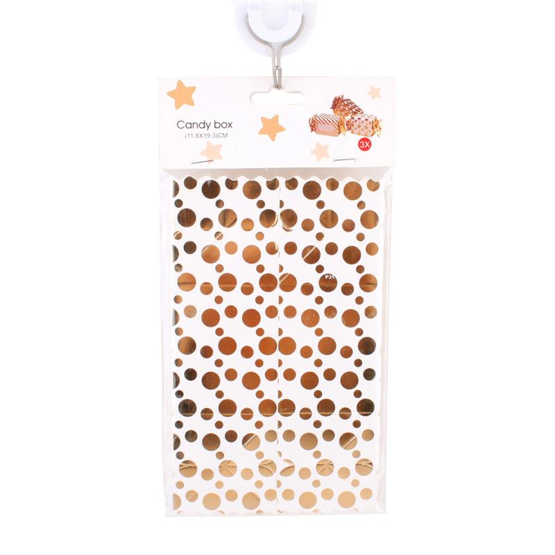 DIY Box Candy (3PCS/11.8*19.3CM) featuring a stylish design with gold polka dots.