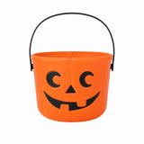 Orange Halloween pumpkin trick-or-treat bucket with black handle