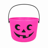 Pink Halloween pumpkin trick-or-treat bucket with black handle