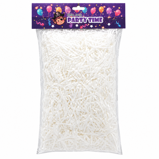 White shredded paper gift box filler in retail pack