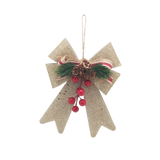 🎀 Xmas Deco Ribbon with Holly & Pinecones featuring glittery burlap, red berries, and mini pinecones for festive decor.