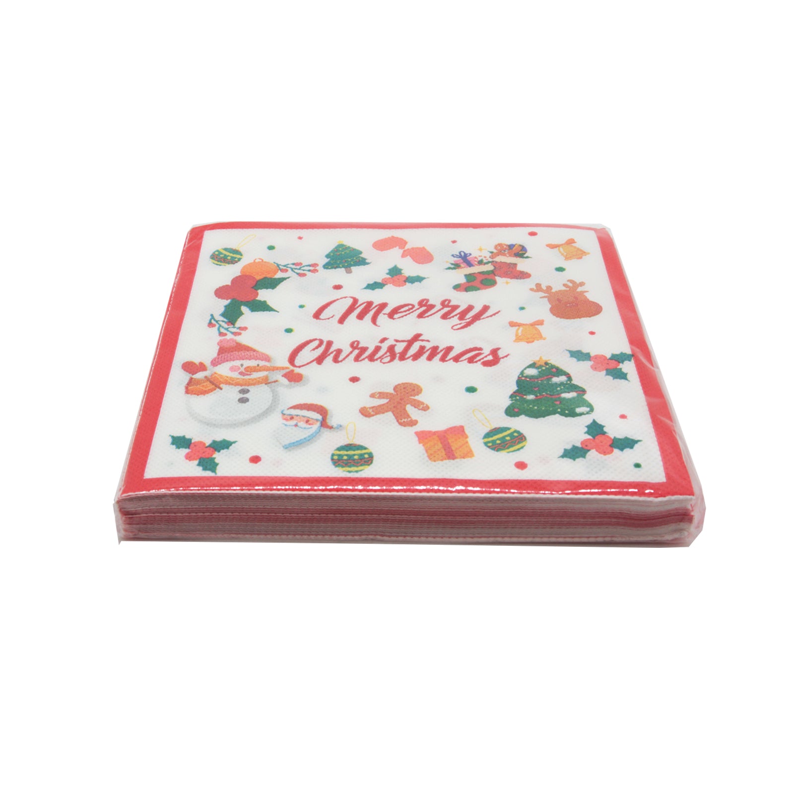 X-mas Serviette featuring festive designs and a "Merry Christmas" message, perfect for holiday celebrations.