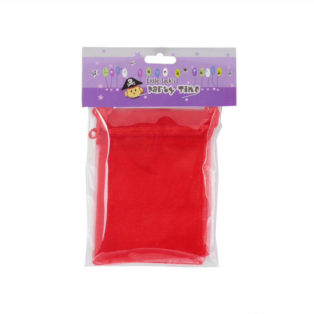 Organza Gift Bags – 4PCS (9×12cm) Drawstring Pouch for Jewelry & Favors in red packaging.