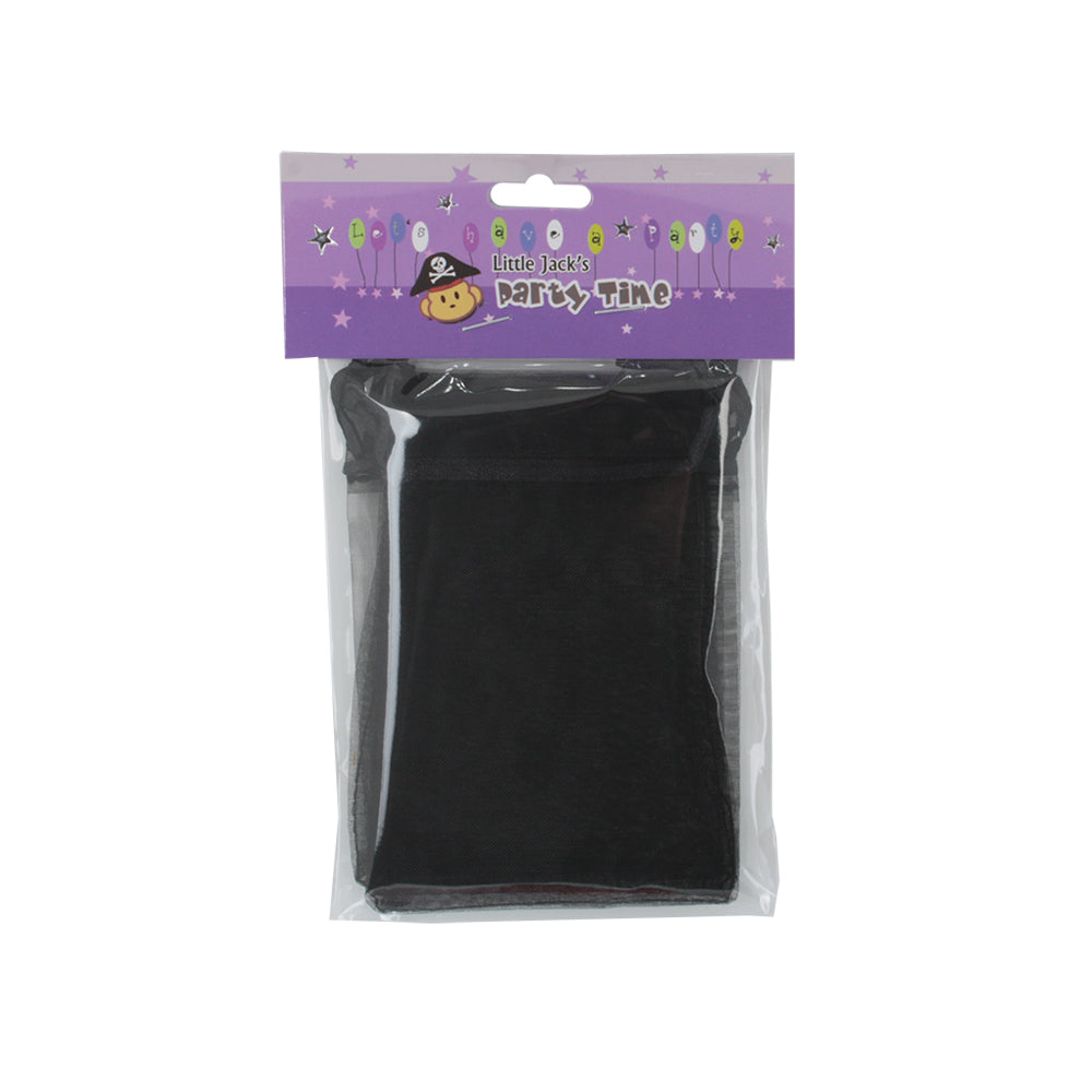 Organza Gift Bags – 4PCS (9×12cm) Drawstring Pouch for Jewelry & Favors in black packaging.
