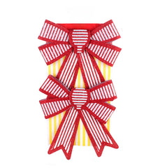 2PCS Christmas Hanging Ribbon Bows – Red & White Stripe Decoration