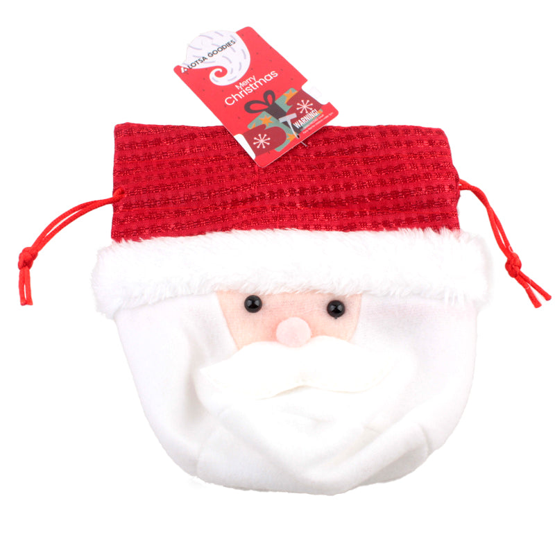 X-mas Shp Pouch (15*17CM) featuring a Santa Claus design and festive red trim.